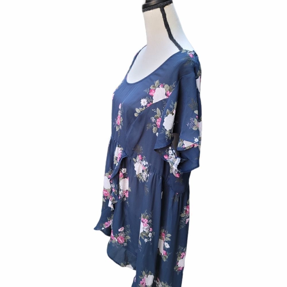 Torrid Floral Tunic with Ruffled High Low Hem - Picture 2 of 9